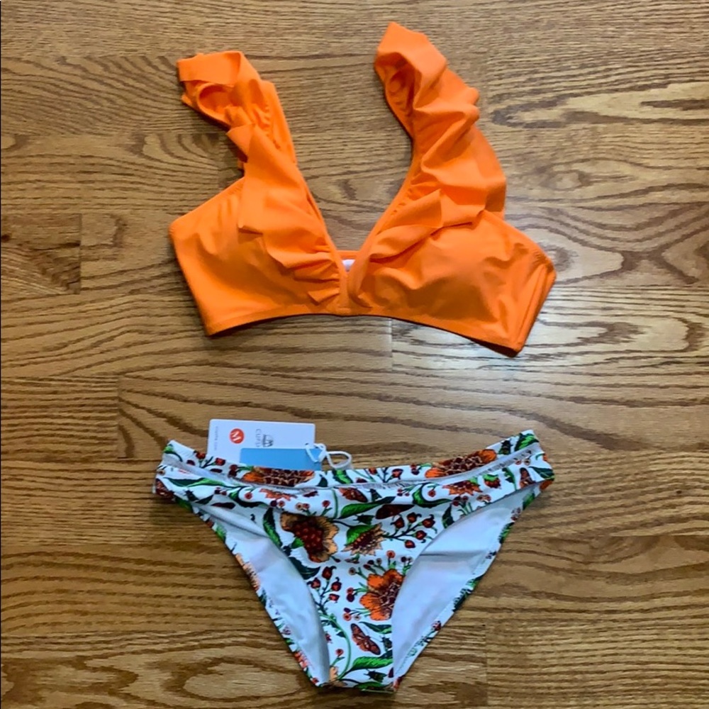 2- Piece Floral Orange Bikini